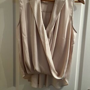 Tan Wrap Pleated Blouse